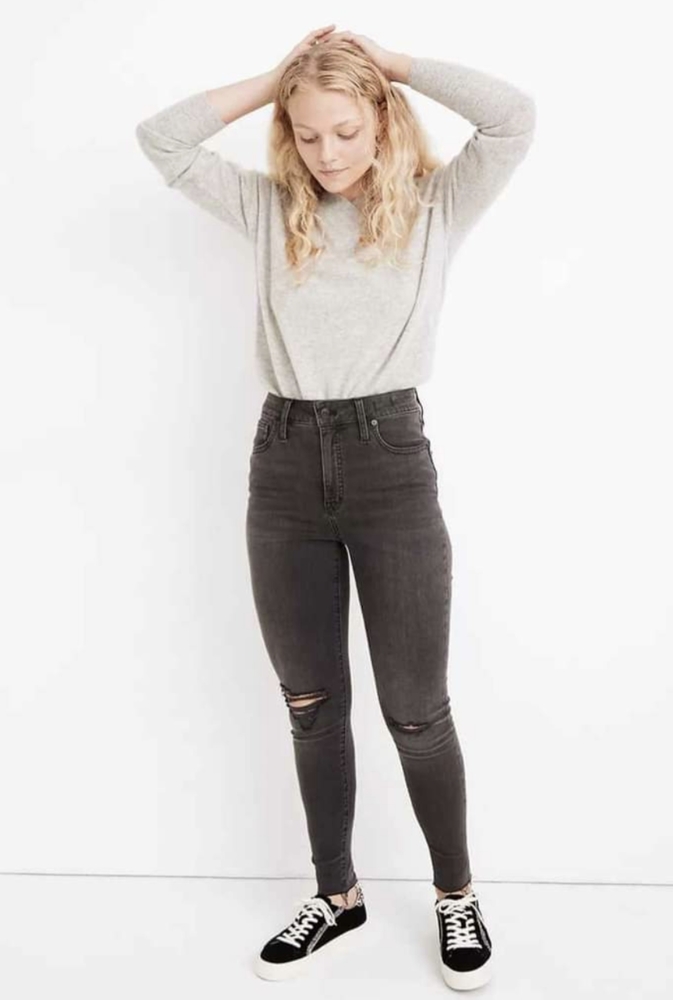 Madewell High Waisted Curvy Skinny Jean in Black Sea ; Urban Outfitters Levi